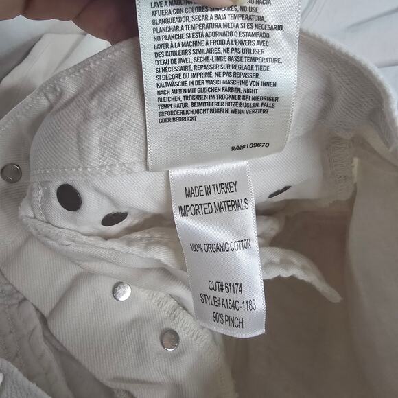 Agolde 90s Pinch Waist Jeans Drum White Organic Cotton Button Fly Size 24 - Picture 5 of 5